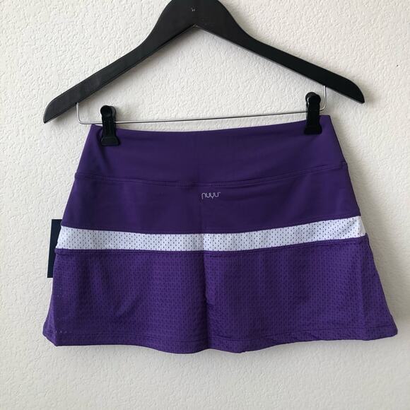 Nuyu New York University A-Line Skort Skirt mesh purple white stripe - Picture 5 of 8